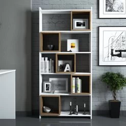 Woody Fashion Bookshelf | 100% Melamine Coated | White Walnut 8 Woody Fashion Bookshelf | 100% Melamine Coated | White Walnut -Meubles Tables Et Chaises Shop 845HCT3630 20 202 c4d7