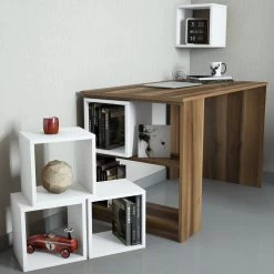 Bureau D'étude Woody à La Mode Avec étagère Murale | Noyer Blanc 8 Bureau D'étude Woody à La Mode Avec étagère Murale | Noyer Blanc -Meubles Tables Et Chaises Shop 845HCT3804 20 202 335c