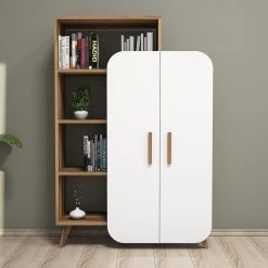 Bibliothèque Kady-bois De Noyer/blanc -Meubles Tables Et Chaises Shop 845HCT3902 5 9bc9