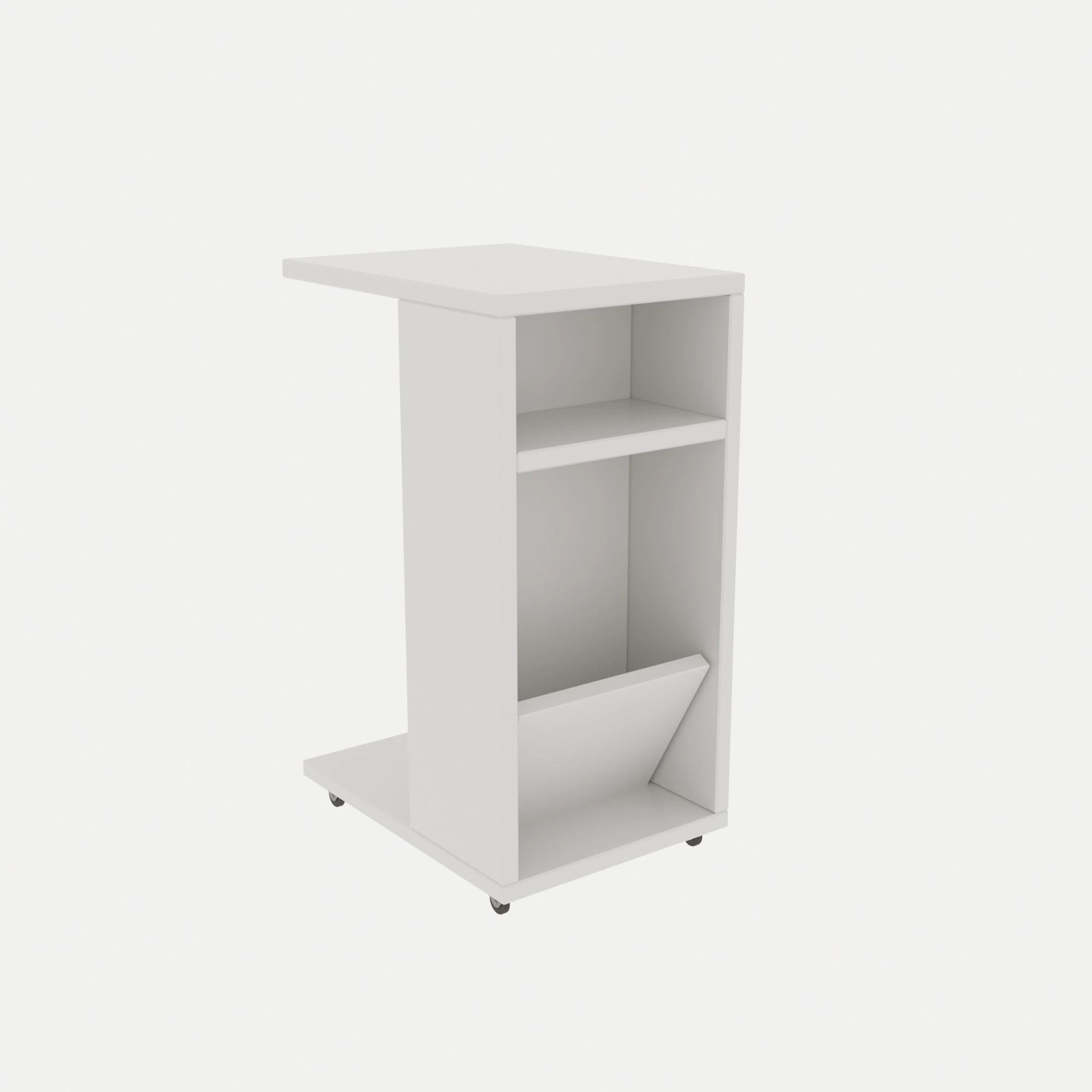 Table D'appoint Design Kalune" - Epaisseur 18mm - 30x63x40cm - Pieds à Roulettes - Blanc 3 Table D'appoint Design Kalune" - Epaisseur 18mm - 30x63x40cm - Pieds à Roulettes - Blanc – Image 3