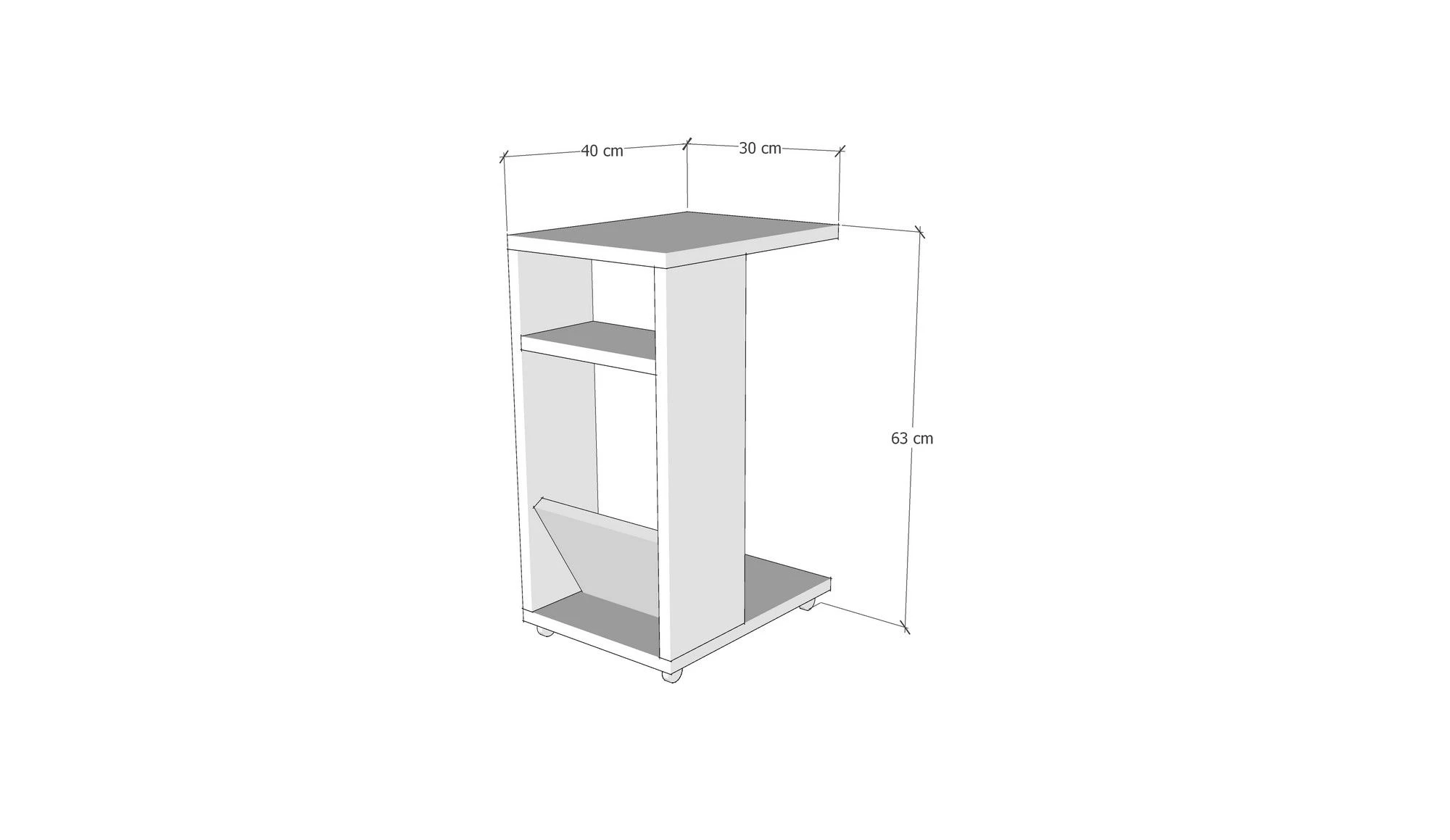 Table D'appoint Design Kalune" - Epaisseur 18mm - 30x63x40cm - Pieds à Roulettes - Blanc 2 Table D'appoint Design Kalune" - Epaisseur 18mm - 30x63x40cm - Pieds à Roulettes - Blanc – Image 2