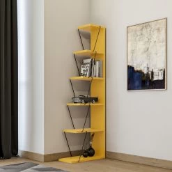 Etagère Design Kalune | 18mm Mélaminé | 100% Métal | 50x150x22cm | Jaune Noir