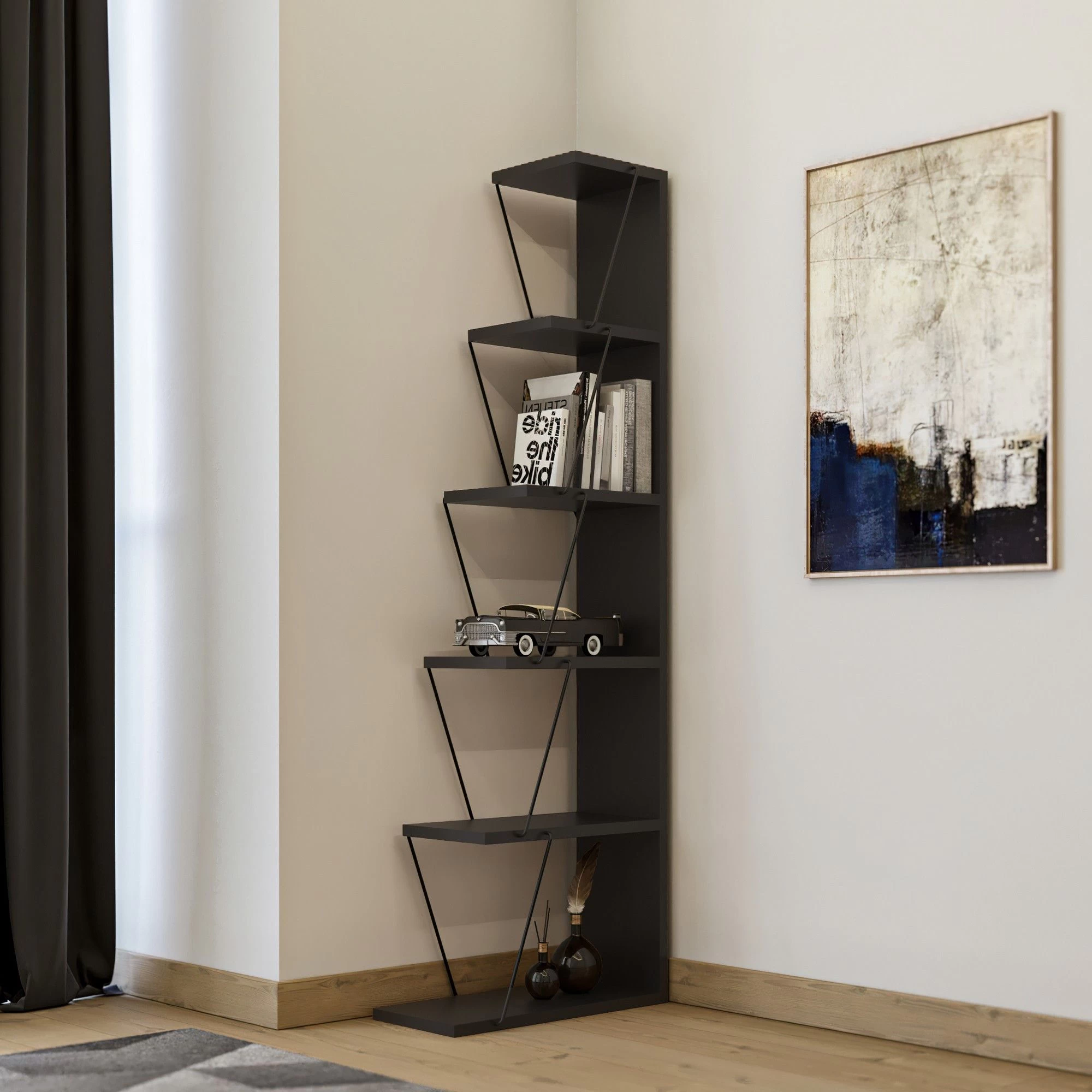 Etagère | 100% Mélaminé | Cadre Métallique | 50x150x22 Cm | Anthracite Noir 1 Etagère | 100% Mélaminé | Cadre Métallique | 50x150x22 Cm | Anthracite Noir