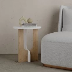 Woody Fashion Side Table | 18mm Melamine Coated | White Oak