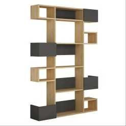 Woody Fashion Bookshelf | 100% Melamine | 18mm Thickness | 120cm X 171cm X 20cm | Oak Anthracite -Meubles Tables Et Chaises Shop 855DTE3722 20 203 ce13