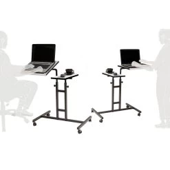 Bureau Debout Pour Ordinateur Portable Sapphire | 100% Mélaminé | 18mm D'épaisseur | Cadre En Métal | Blanc Noir -Meubles Tables Et Chaises Shop 863SPH2821 20 202 5017