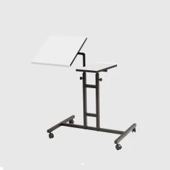 Bureau Debout Pour Ordinateur Portable Sapphire | 100% Mélaminé | 18mm D'épaisseur | Cadre En Métal | Blanc Noir -Meubles Tables Et Chaises Shop 863SPH2821 20 204 7416