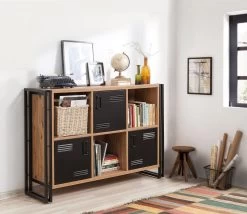 Bibliothèque Saphir | 100% Mélamine | Cadre Métal | Pin Atlantique