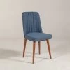 Chaise Vella" | 100% Mélaminé | Tissu De Lin | Noyer Bleu Foncé