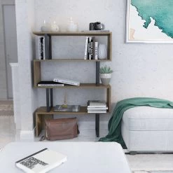 Hadley Oak Black Bookshelf" | 18mm Thick | Metal Frame | Width 91