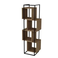 Hadley Bookshelf" | Mélaminé | Cadre En Métal | 52x160x38cm | Noyer Noir -Meubles Tables Et Chaises Shop 875ZNA3657 20 203 bbb7