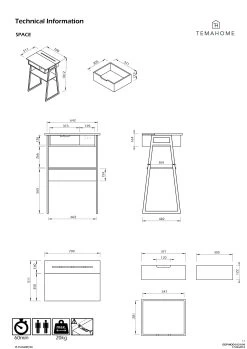 Bureau Debout Space 70cm - Chêne/blanc -Meubles Tables Et Chaises Shop 9003.053719 Space desk 15 3edf