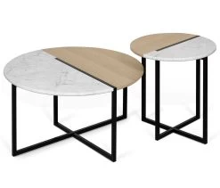 Table D'appoint Sonata - Chêne/marbre Blanc -Meubles Tables Et Chaises Shop 9003.629204 Sonata 50 Light Oak and White Marble 8 741a