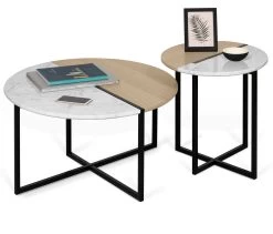 Table D'appoint Sonata - Chêne/marbre Blanc -Meubles Tables Et Chaises Shop 9003.629204 Sonata 50 Light Oak and White Marble 9 a7e7