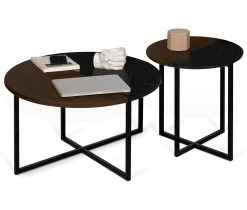 Table D'appoint Sonata - Noyer/marbre Noir -Meubles Tables Et Chaises Shop 9003.629211 Sonata 50 Walnut and Black Marble 8 45ab