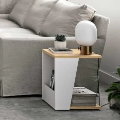 Table D'appoint Albi 40x40cm - Chêne/blanc