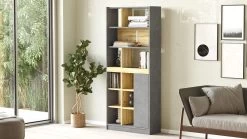 MELAMINE Bibliothèque Yardley - 18mm | Largeur 75 - Chêne Argenté -Meubles Tables Et Chaises Shop 921YRD1140 20 203 bb6b