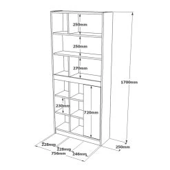 MELAMINE Bibliothèque Yardley - 18mm | Largeur 75 - Chêne Argenté -Meubles Tables Et Chaises Shop 921YRD1140 20 207 ea9c