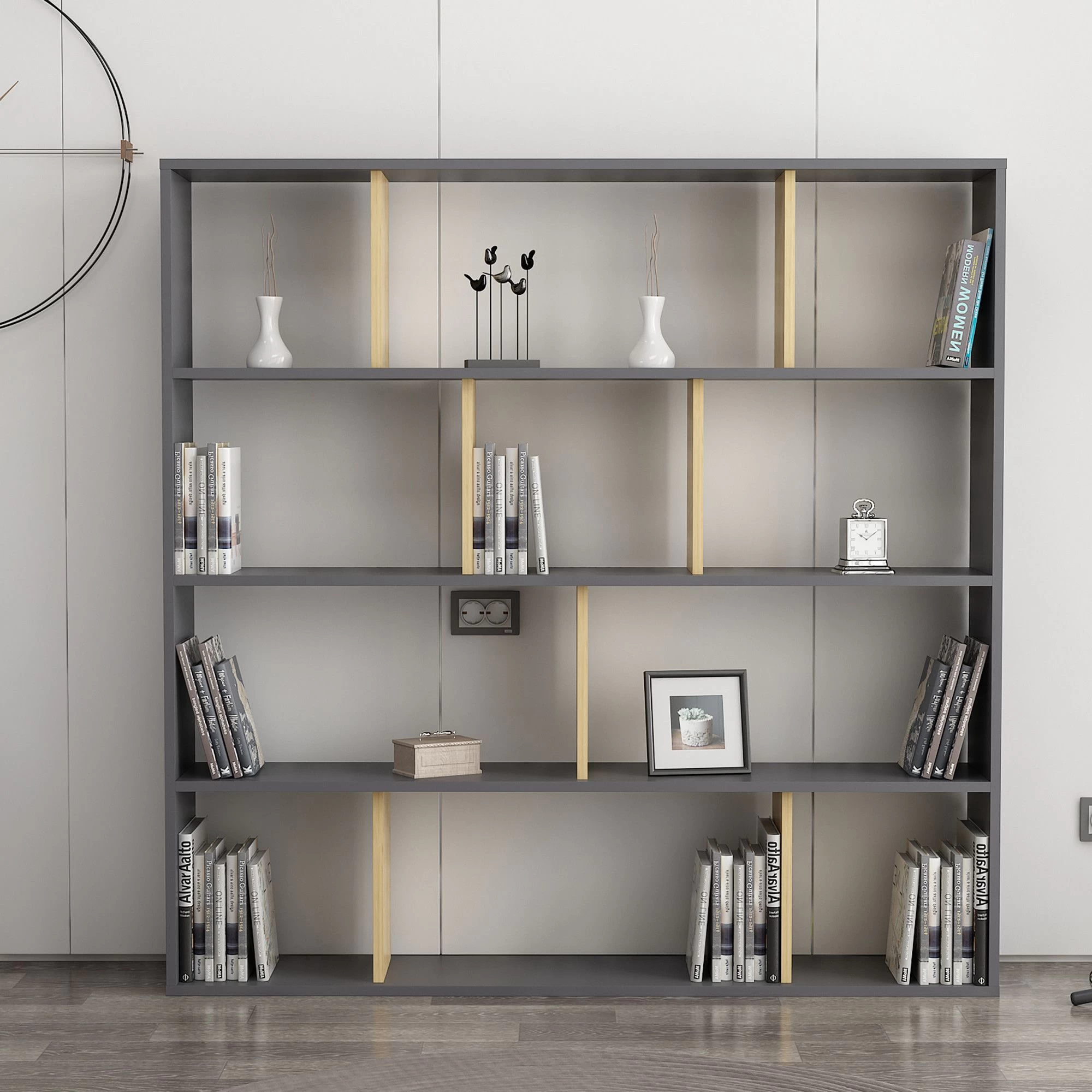 Bibliothèque Colman" | 100% Mélamine | Chêne Anthracite 3 Bibliothèque Colman" | 100% Mélamine | Chêne Anthracite – Image 3