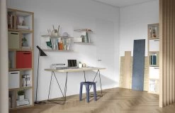 Bureau Flo - Blanc/pieds Noirs -Meubles Tables Et Chaises Shop 9500.053214 Flow 140 Pure White Plywood Black Steel 10 cb72