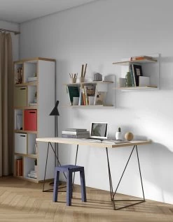 Bureau Flo - Blanc/pieds Noirs -Meubles Tables Et Chaises Shop 9500.053214 Flow 140 Pure White Plywood Black Steel 12 2463