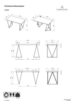 Bureau Flo - Blanc/pieds Noirs -Meubles Tables Et Chaises Shop 9500.053214 Flow 140 Pure White Plywood Black Steel 13 bcad