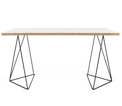 Bureau Flo - Blanc/pieds Noirs -Meubles Tables Et Chaises Shop 9500.053214 Flow 140 Pure White Plywood Black Steel 1 f010