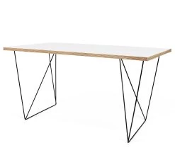 Bureau Flo - Blanc/pieds Noirs -Meubles Tables Et Chaises Shop 9500.053214 Flow 140 Pure White Plywood Black Steel 6 69a4