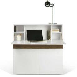 Bureau/meuble De Rangement Fox 110cm - Blanc/noyer 18 Bureau/meuble De Rangement Fox 110cm - Blanc/noyer -Meubles Tables Et Chaises Shop 9500.054099 Focus Home Office Pure White Walnut 2 4f02