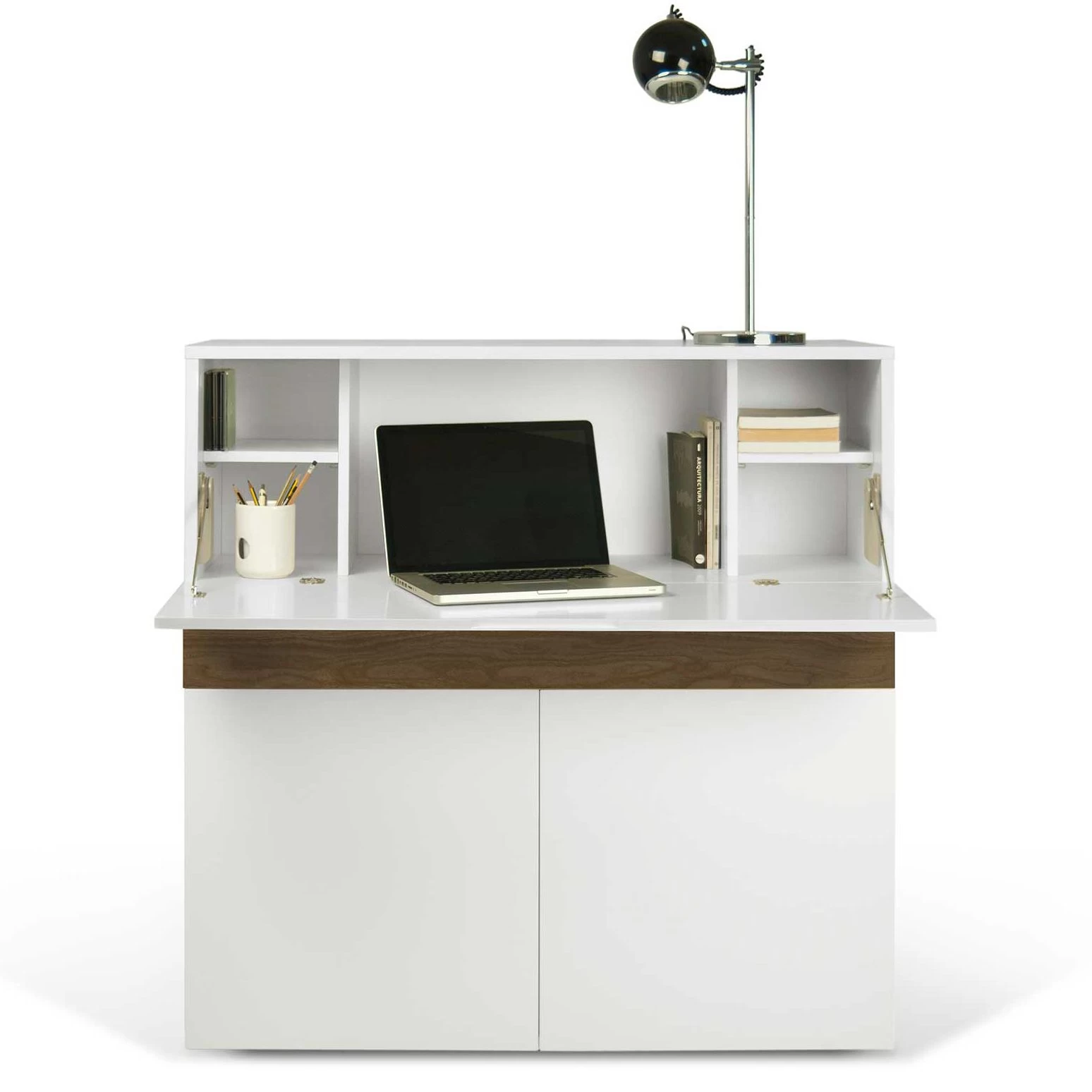 Bureau/meuble De Rangement Fox 110cm - Blanc/noyer 9 Bureau/meuble De Rangement Fox 110cm - Blanc/noyer – Image 9