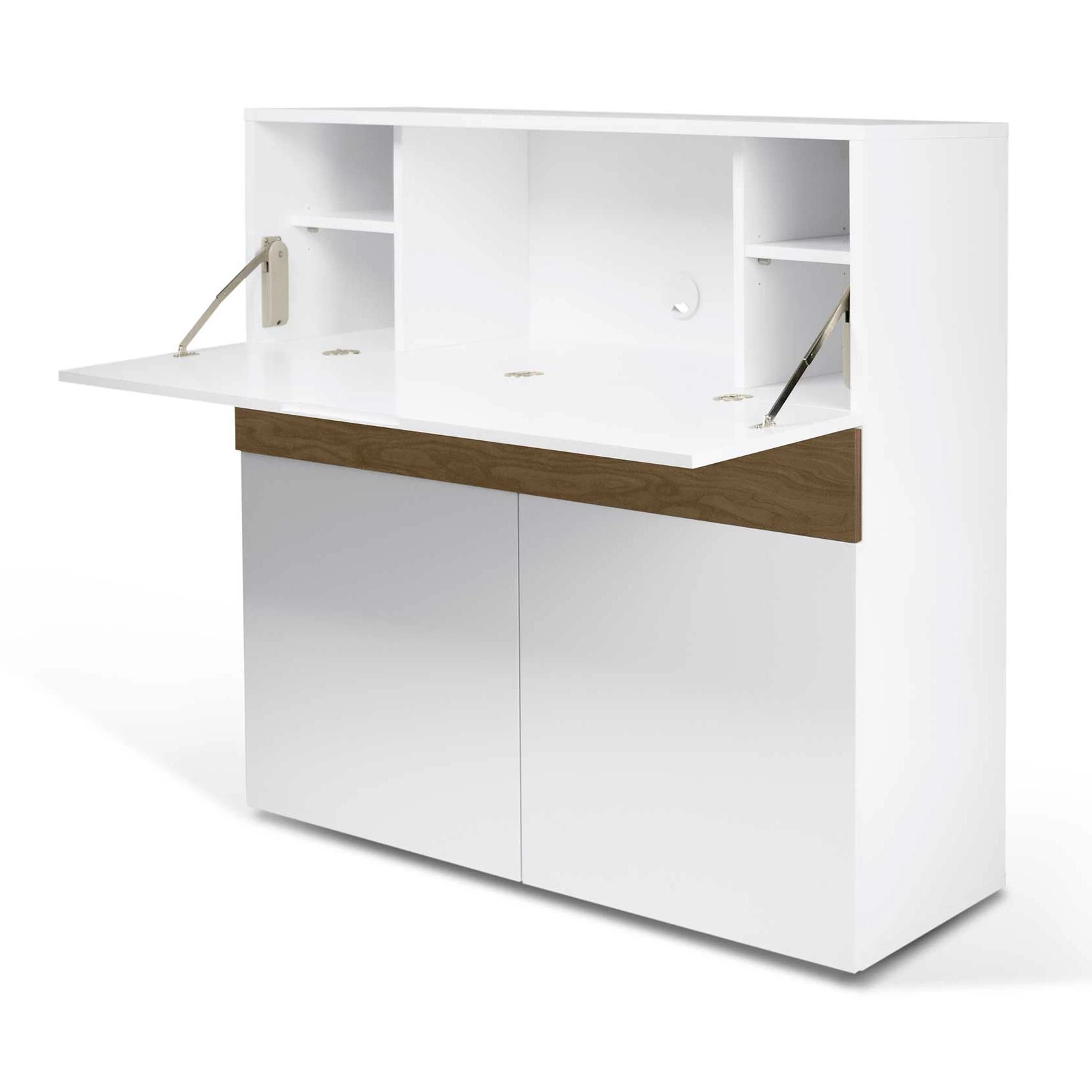 Bureau/meuble De Rangement Fox 110cm - Blanc/noyer 6 Bureau/meuble De Rangement Fox 110cm - Blanc/noyer – Image 6
