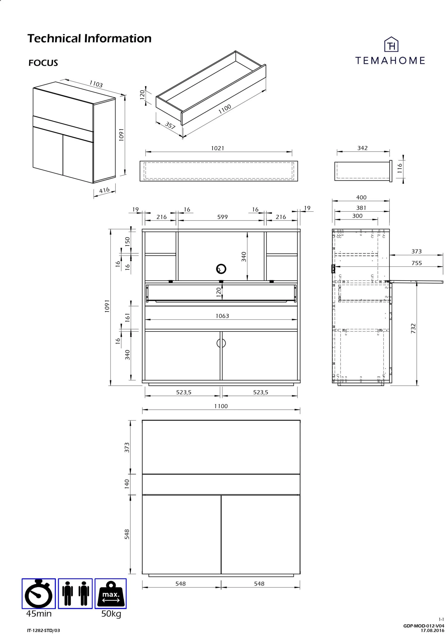Bureau/meuble De Rangement Fox 110cm - Blanc 3 Bureau/meuble De Rangement Fox 110cm - Blanc – Image 3