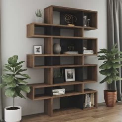 Bibliothèque Lisbon 3 - Noyer/noir