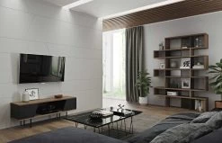 Bibliothèque Lisbon 3 - Noyer/noir -Meubles Tables Et Chaises Shop 9500.314797 London 003 Walnut Black Backs 6 2c00