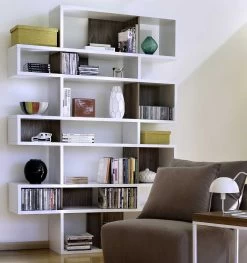 Bibliothèque Lisbon 3 - Blanc/noyer