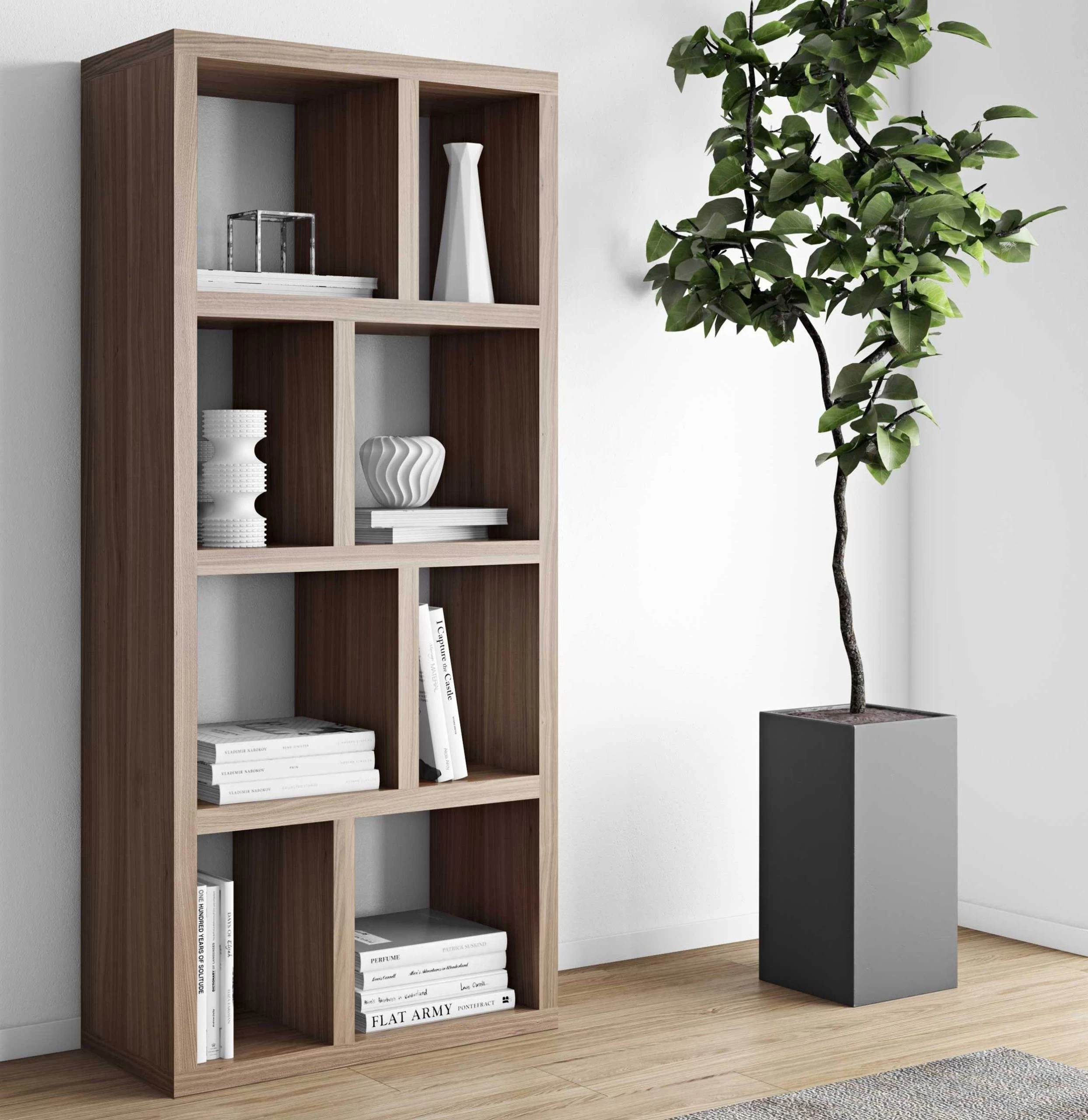 Etagère Berkeley 70 Cm 4 Niveaux - Placage Noyer 1 Etagère Berkeley 70 Cm 4 Niveaux - Placage Noyer