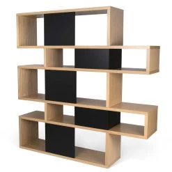 Bibliothèque Lisbon 2 - Chêne/noir -Meubles Tables Et Chaises Shop 9500.319693 London 002 Oak Pure Black Backs 2 aacd