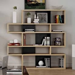 Bibliothèque Lisbon 2 - Chêne/noir