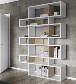 Bibliothèque Lisbon 3 - Blanc/chêne