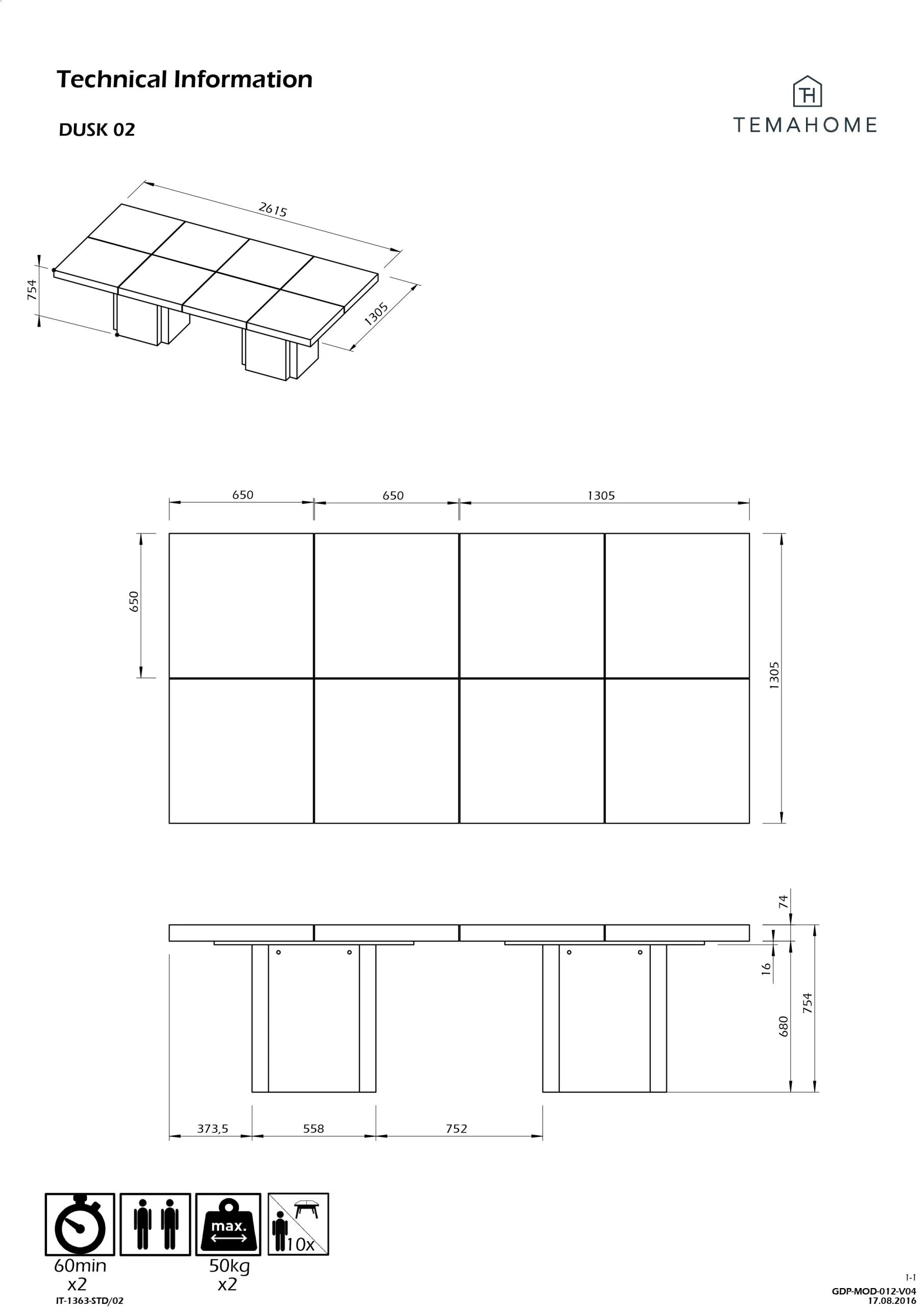 Table à Manger Mundus 130 X 260 Cm - Béton/noir 2 Table à Manger Mundus 130 X 260 Cm - Béton/noir – Image 2