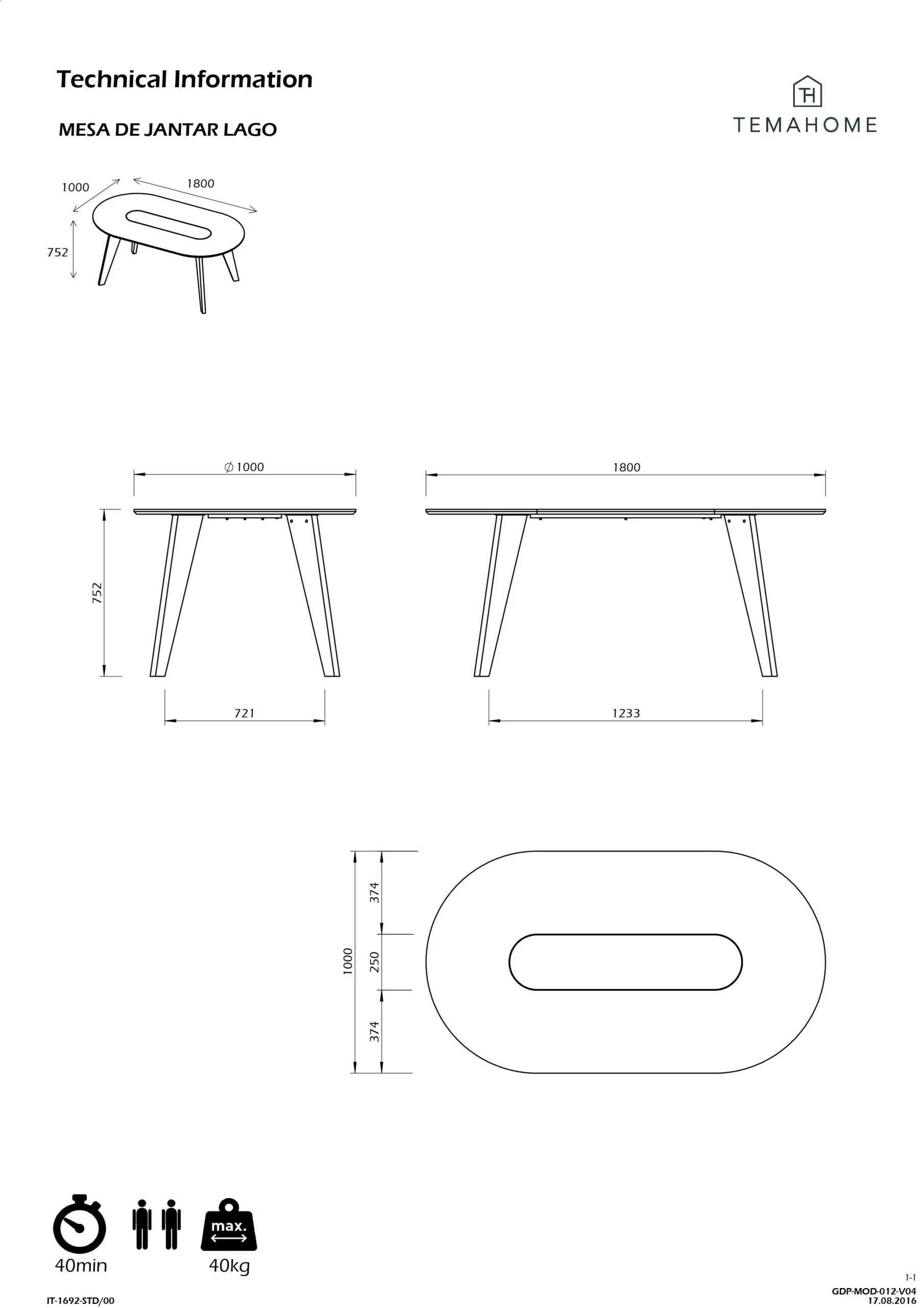 Table à Manger Lago 180x100 - Noyer/marbre Noir 3 Table à Manger Lago 180x100 - Noyer/marbre Noir – Image 3