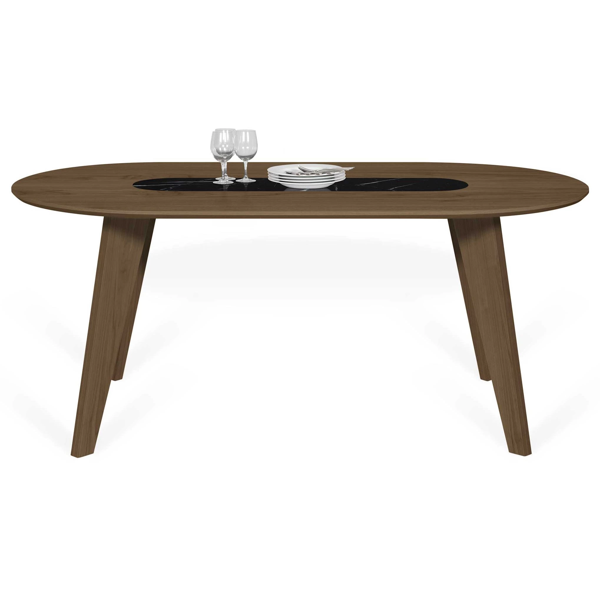 Table à Manger Lago 180x100 - Noyer/marbre Noir 5 Table à Manger Lago 180x100 - Noyer/marbre Noir – Image 5