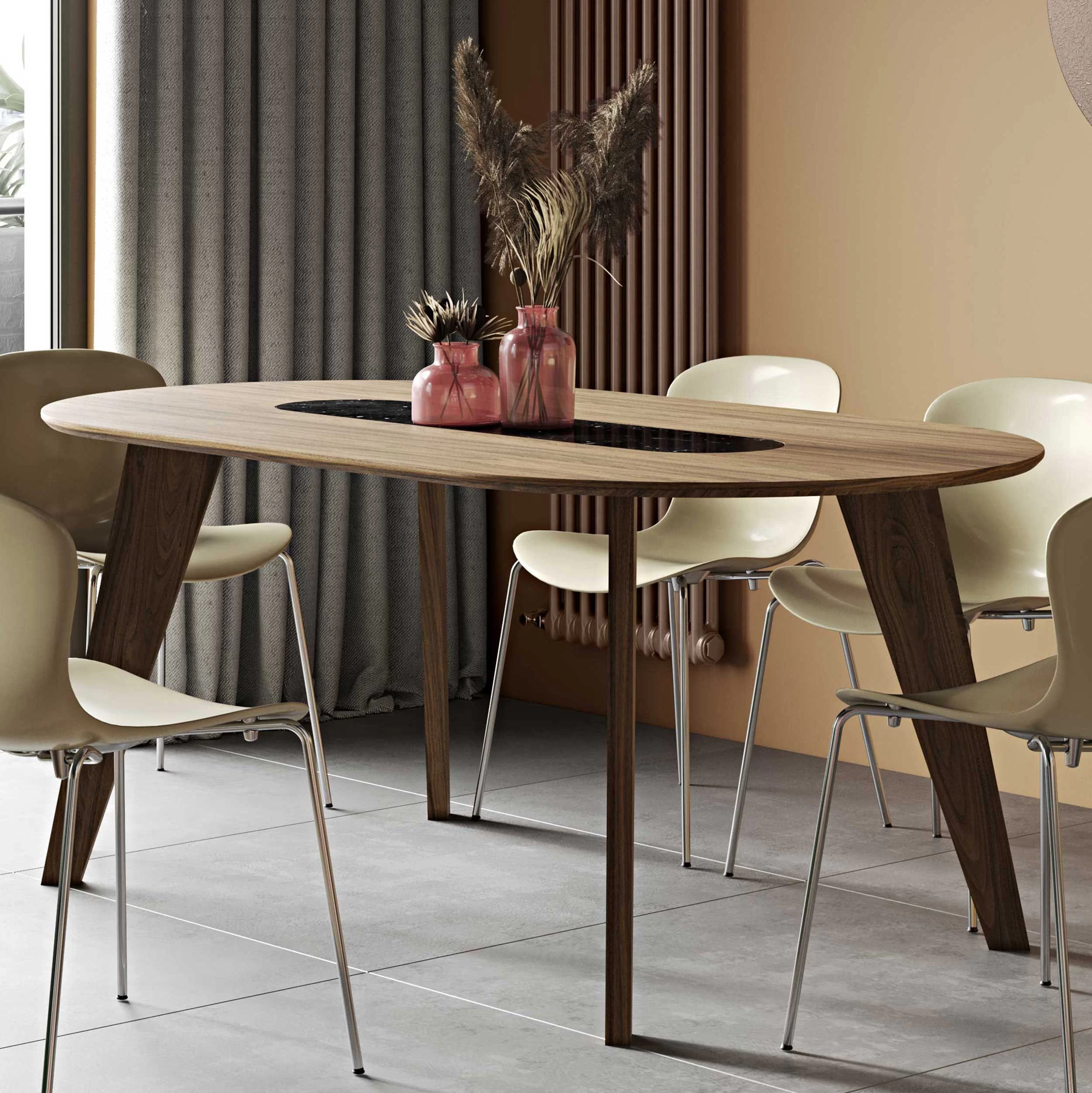 Table à Manger Lago 180x100 - Noyer/marbre Noir 1 Table à Manger Lago 180x100 - Noyer/marbre Noir