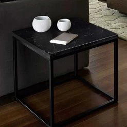 Table D'appoint Prairie - Marbre Noir/acier