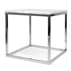 Table D'appoint Prairie - Marbre Blanc/chrome -Meubles Tables Et Chaises Shop 9500.625053 Prairie50 white marble Top chrome legs 1 d252