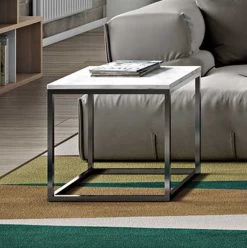 Table D'appoint Prairie - Marbre Blanc/chrome