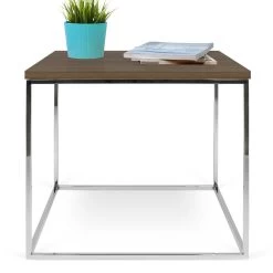Table D'appoint Gleam 50x50 - Noyer/chrome