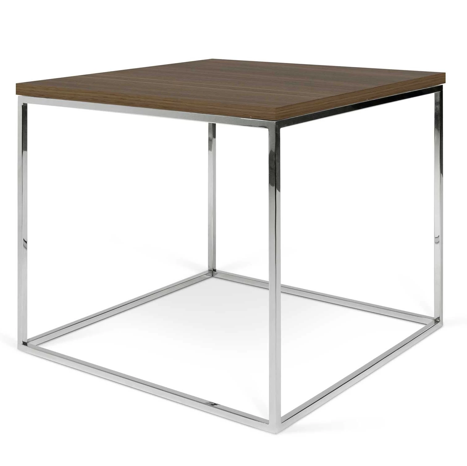 Table D'appoint Gleam 50x50 - Noyer/chrome 4 Table D'appoint Gleam 50x50 - Noyer/chrome – Image 4