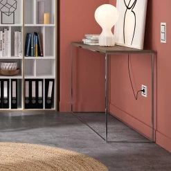 Table D'appoint Gleam 120cm - Noyer/chrome