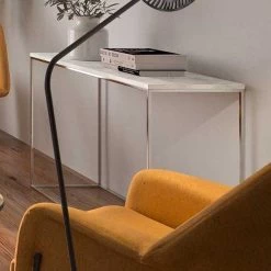 Table D'appoint Gleam 120cm - Marbre Blanc/chrome